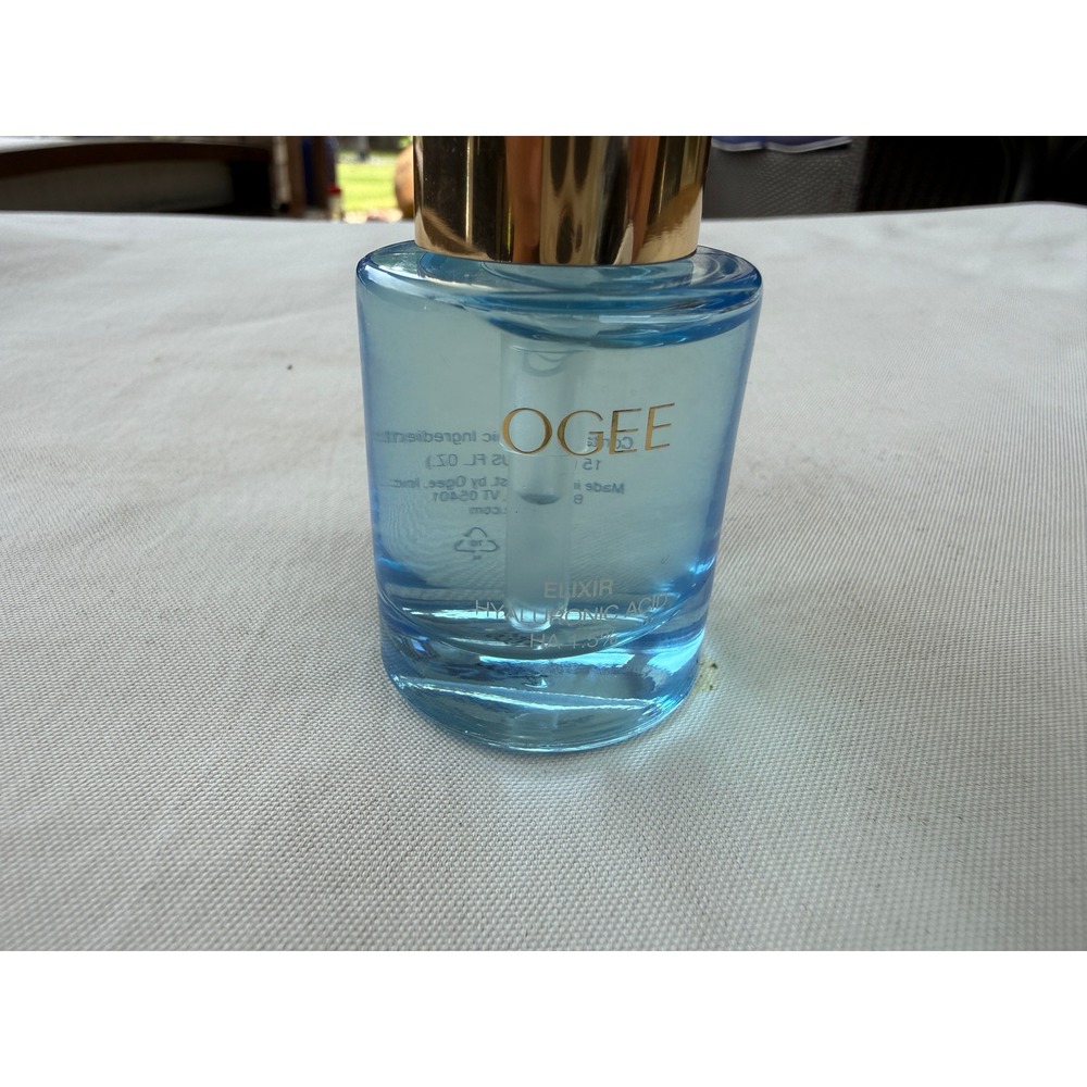 Ogee Elixir Hyaluronic Acid HA 1.5% Hydrating Serum 15ml 0.5oz Blue Glass Bottle
